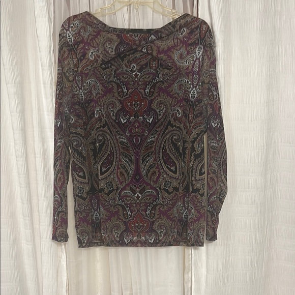 INC International Concepts Tops - INC International Concepts Red and Gray Long Sleeve Blouse